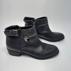 Joe's Jeans Women's Black Leather Zipper Detail Ankle Bootie Size 8